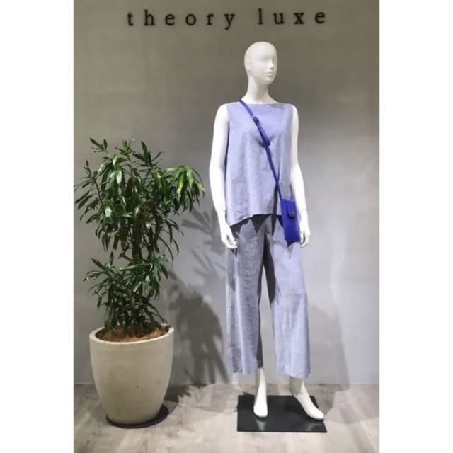 theory luxe ストレッチリネン セットアップ 青38 40 スピード発送 36