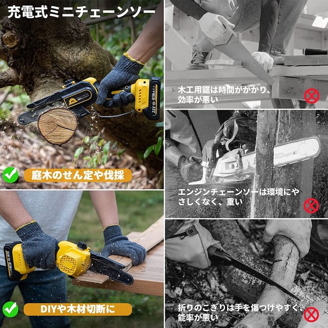 OICGOO チェーンソー 充電式 チェーンテンション自動調整 6 OICGOO チェーンソー 充電式 チェーンテンション自動調整 6