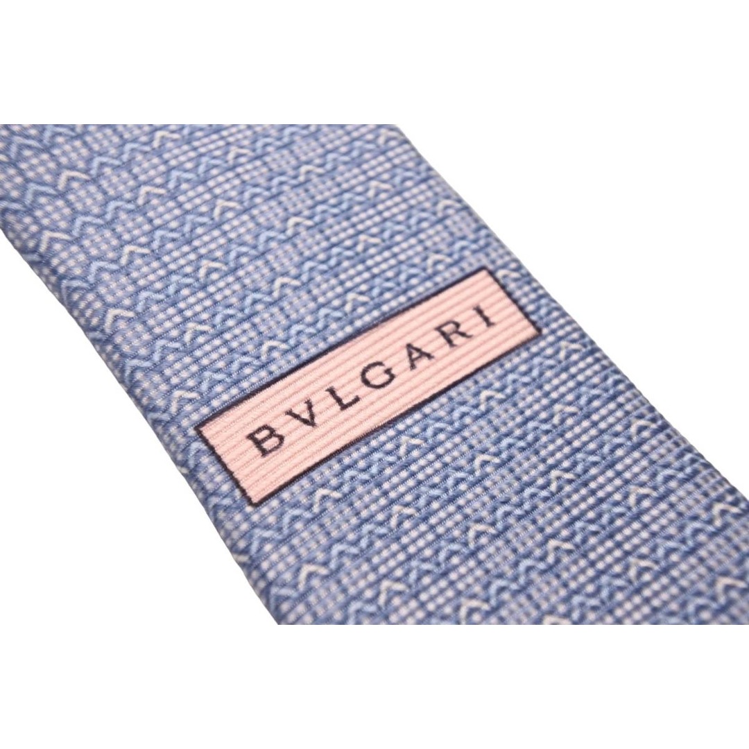 BVLGARI - BVLGARI ブルガリ ネクタイ 総柄 ブルー ロゴ入り