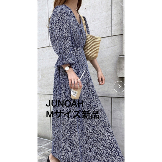 JUNOAH - 値下げJUNOAH 花柄ボリュームスリーブマキシ丈ワンピース