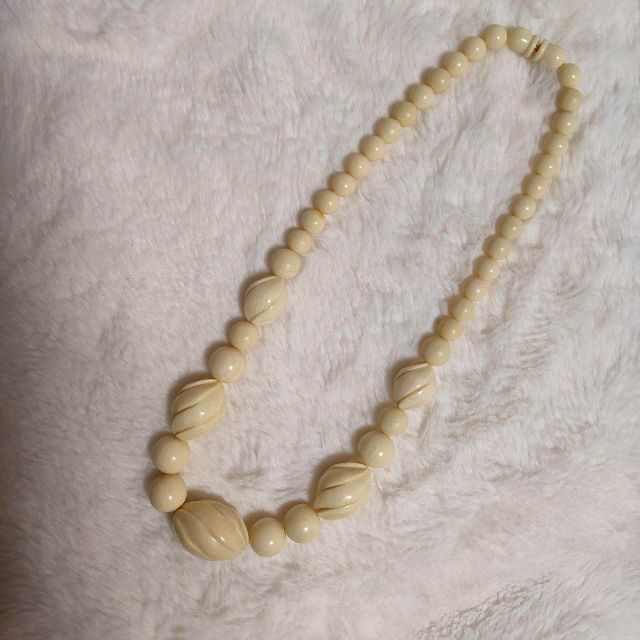 象牙風 ネックレス 白 アンティーク レトロ ビンテージ アジアン