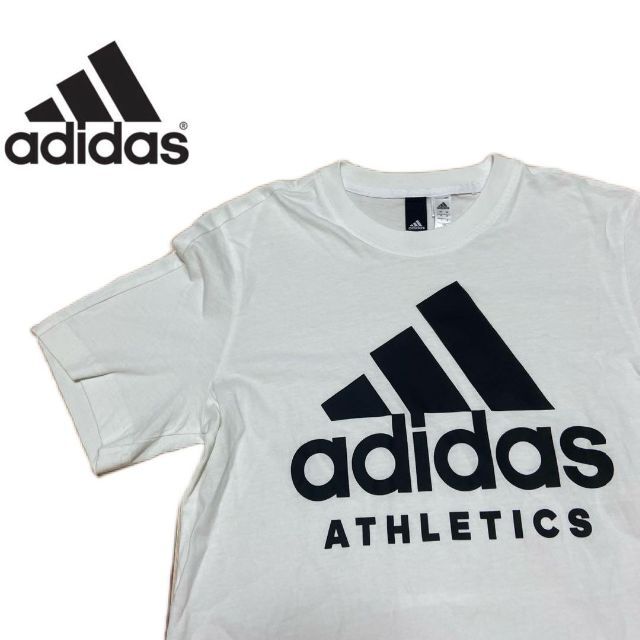 adidas(アディダス)のアディダス　Tシャツ　半袖　男女兼用　古着　白 メンズのトップス(Tシャツ/カットソー(半袖/袖なし))の商品写真