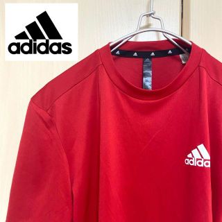 アディダス(adidas)のアディダス　Tシャツ　半袖　男女兼用　古着　赤(Tシャツ/カットソー(半袖/袖なし))