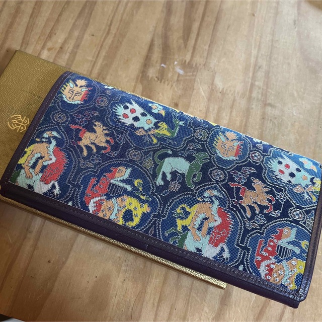 TATSUMURA Art textiles - 長財布 口金付札入 獅噛鳥獣文錦 龍村織物の