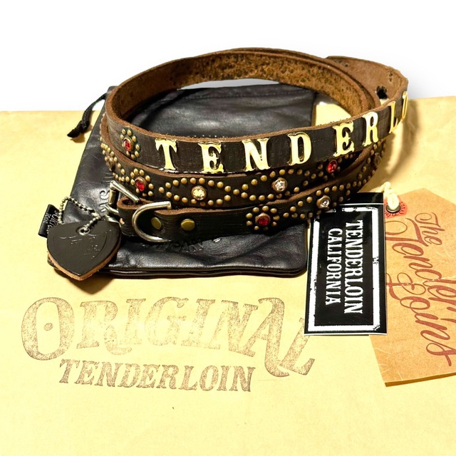 希少品！ TENDERLOIN HTC PORTER ナロー ベルト 黒金赤 L