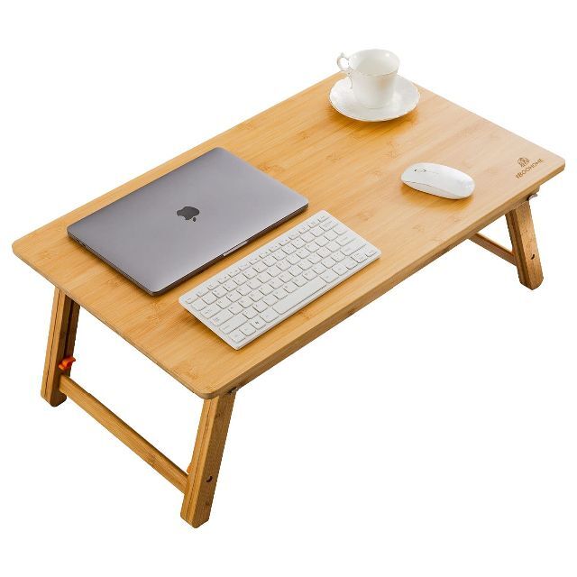 PC/タブレットノートパソコンデスク PCスタンド 傷付きにくい 竹製 ベッドテーブル ローテー
