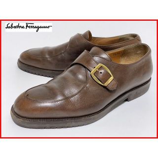 サルヴァトーレフェラガモ(Salvatore Ferragamo)のフェラガモ 7≒25.5cm モンクストラップ レザー 茶 C(ドレス/ビジネス)