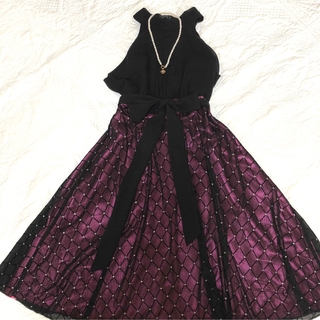 ブラック&パープル ドレス(ロングドレス)