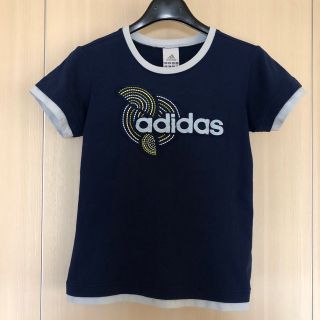 アディダス(adidas)のアディダス【中古】Ｔシャツ　紺　Ｌ　アップリケ　刺繍(Tシャツ(半袖/袖なし))