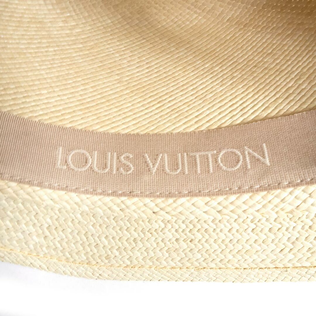 美品 LOUIS VUITTON ルイヴィトン モノグラム エクリプス シャポーサマータイム サイズ58 ホワイト 白 ベージュ M76513 ストローハット 帽子 メンズ 403843