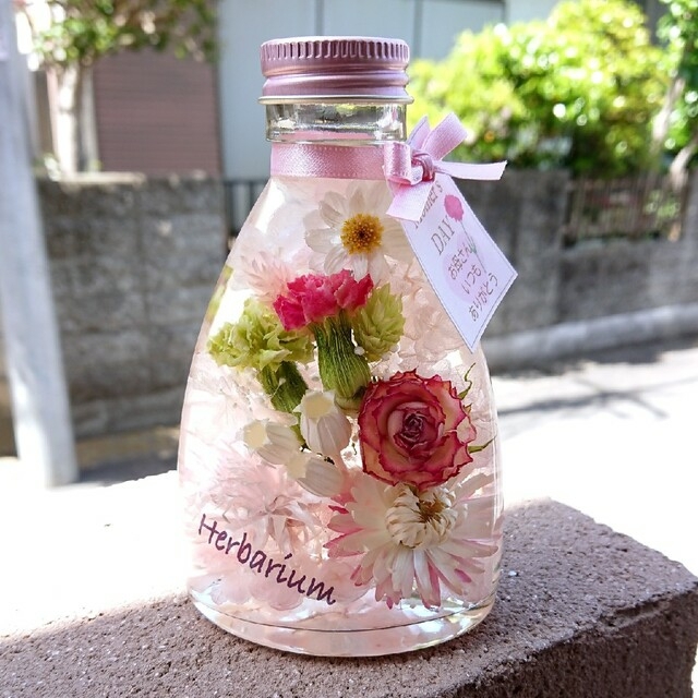 ハーバリウム ナチュラル系【薔薇とカーネーション ,ホワイトピンク