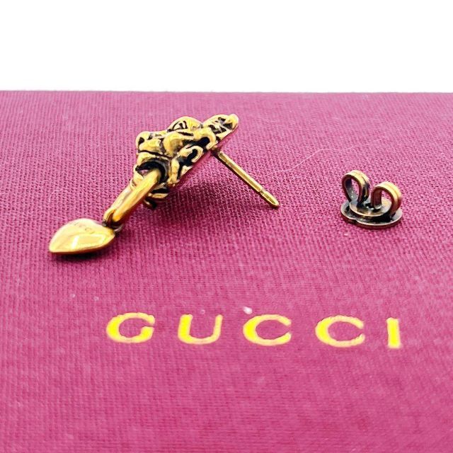 ブランド グッチ GUCCI ライオンヘッド&ハート ピアス エイジング