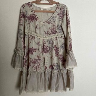 バルコニーアンドベッド 花柄 ワンピース チュニック シースルー シフォン