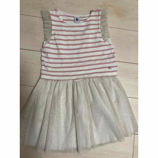 プチバトー(PETIT BATEAU)のプチバトー  ラメ　ボーダー　ワンピース　チュール　6ans (ワンピース)