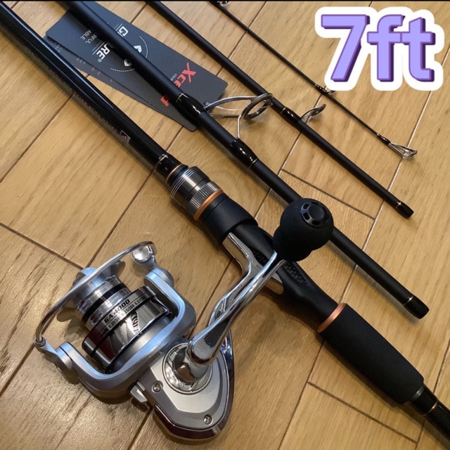 4ピース2.1mスピニングロッド&スピニングリール4000番ショアジギ-