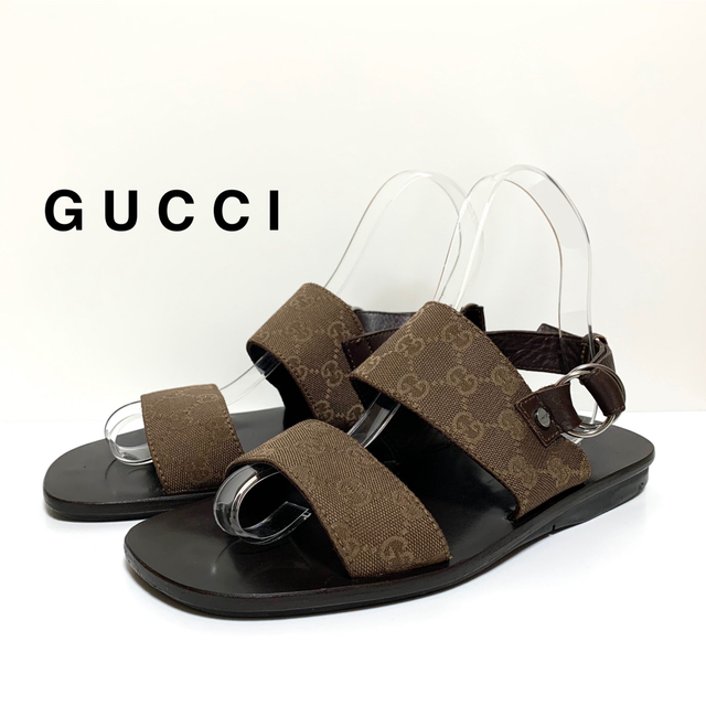 ☆良品 GUCCI グッチ GGキャンバス リングベルト サンダル イタリア製