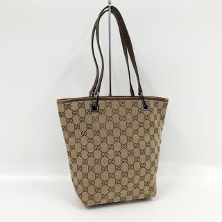 グッチ(Gucci)のGUCCI トートバッグ GGキャンバス 31244 ベージュ ブラウン(トートバッグ)