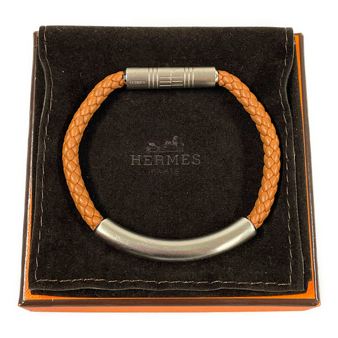 HERMES エルメス トーテム アミコミ レザー ブレスレット ライトブラウン×シルバー 正規品 / 30502