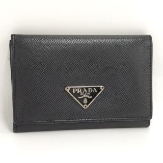 プラダ(PRADA)のPRADA カードケース サフィアーノ レザー ブラック(名刺入れ/定期入れ)