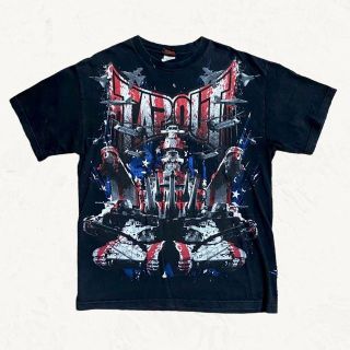 JLF TAPOUT 黒 タップアウト　格闘技　ブランド　星条旗　戦車 Tシャツ(Tシャツ/カットソー(半袖/袖なし))