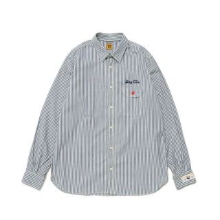 HUMAN MADE STRIPE STAND COLLAR S/S SHIRT