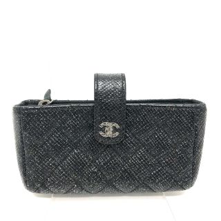 シャネル(CHANEL)のシャネル CHANEL マトラッセ CC ココマーク コインケース/小銭入れ ポーチ レザー ブラック(ポーチ)