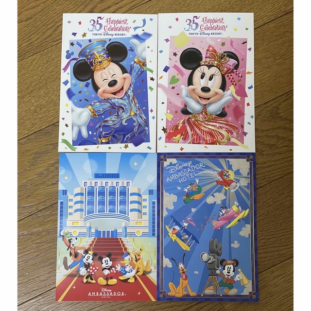 Disney(ディズニー)の未使用☆ディズニーアンバサダーホテル　ポストカード4枚セット エンタメ/ホビーのおもちゃ/ぬいぐるみ(キャラクターグッズ)の商品写真