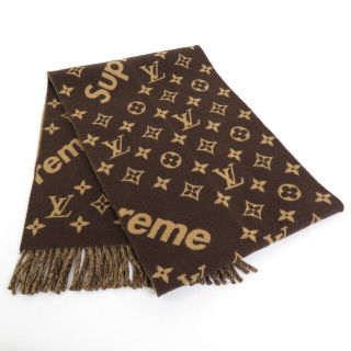 ルイヴィトン(LOUIS VUITTON)のルイ ヴィトン LOUIS VUITTON マフラー ｘSupreme シュプリーム モノグラム ウール/カシミヤ ブラウン/ベージュ ユニセックス MP1891 送料無料【中古】 e55477a(マフラー/ストール)