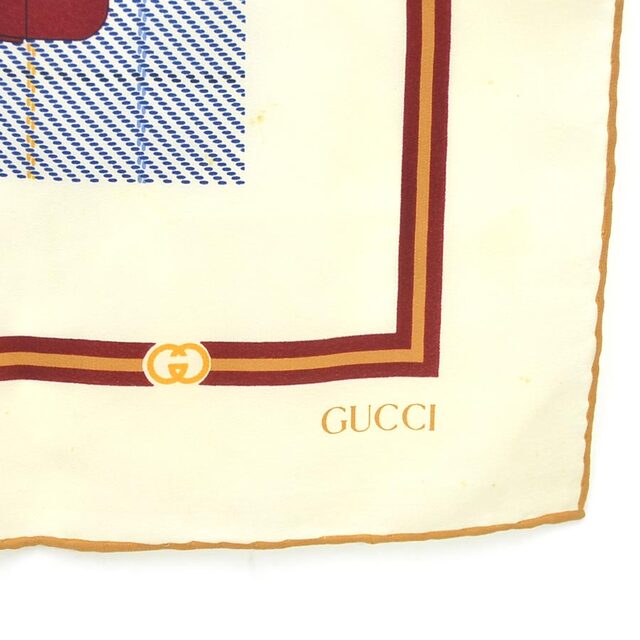 Gucci(グッチ)のグッチ GUCCI スカーフ シルク オフホワイト/ブルー/マルチカラー ユニセックス 送料無料【中古】 e55493a レディースのファッション小物(マフラー/ショール)の商品写真