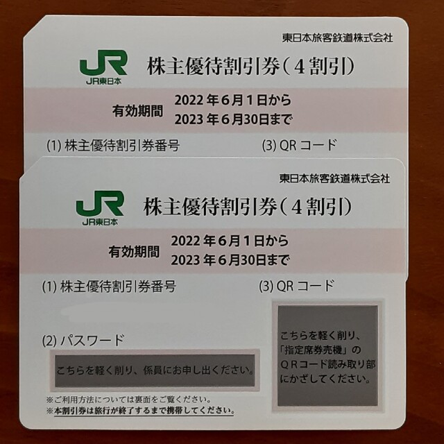 JR東日本 株主優待割引券【2023/6/30まで】