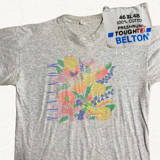 JLX BELTON 80s USA製 アメリカ　スーベニア　花柄 Tシャツ(Tシャツ/カットソー(半袖/袖なし))