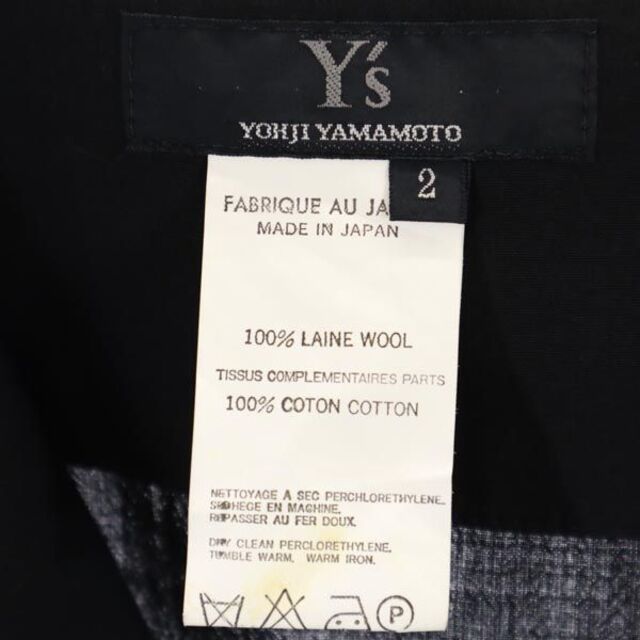 Y's(ワイズ)のワイズ ヨウジヤマモト ウール100％ スカート 2 黒 Y's Yohji Yamamoto スリット レディース 【中古】  【230505】 メール便可 レディースのスカート(ミニスカート)の商品写真