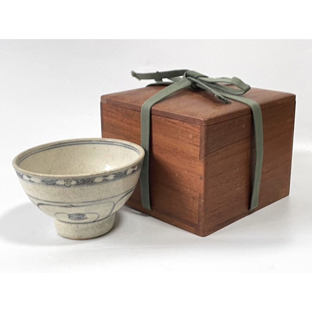 骨董 アンティーク 安南 ベトナム 染付茶碗 古美術 福 抹茶碗 箱付