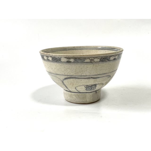 骨董 アンティーク 安南 ベトナム 染付茶碗 古美術 福 抹茶碗 箱付