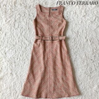 フランコフェラーロ(FRANCO FERRARO)の【フランコフェラーロ】ノースリーブワンピース サイズ2  ベルト付き キーネック(ひざ丈ワンピース)