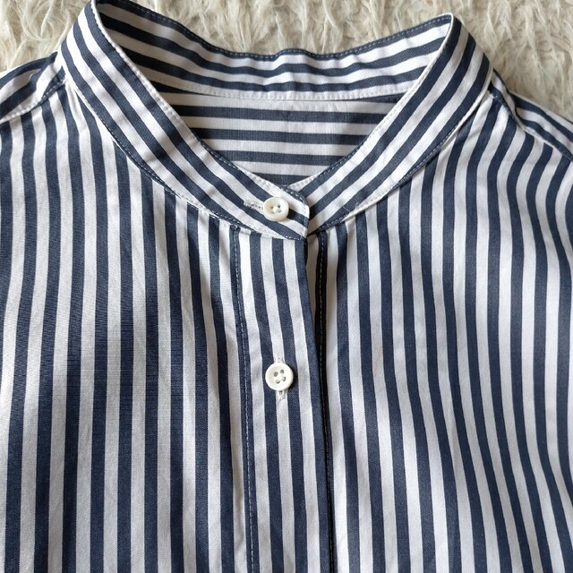 allureville(アルアバイル)の【アルアバイル】ストライプコットンシャツ 半袖 サイズ2 ゆったり レディースのトップス(シャツ/ブラウス(半袖/袖なし))の商品写真