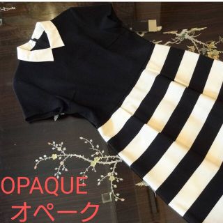 オペーク(OPAQUE)のOPAQUE　オペーク　ワンピース　襟　ストライプ　新品　ドッキング(ひざ丈ワンピース)