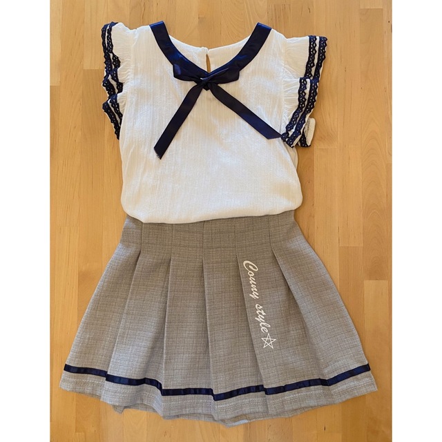 女の子　清楚　100  110 Aライン　セットアップ キッズ/ベビー/マタニティのキッズ服女の子用(90cm~)(ワンピース)の商品写真