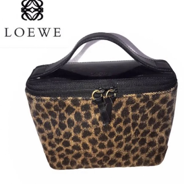 ⭐︎極美品 希少 LOEWE バニティ ポーチ レオパード 豹柄 ブラウン-