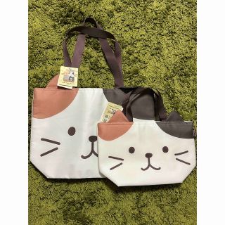 【新品 タグ付】ふくふくにゃんこ 保冷バッグ 大小セット(エコバッグ)