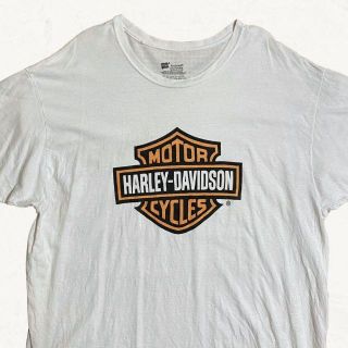 JLB Hanes ビンテージ 白 ハーレーダビッドソン　ロゴ　バイク Tシャツ(Tシャツ/カットソー(半袖/袖なし))