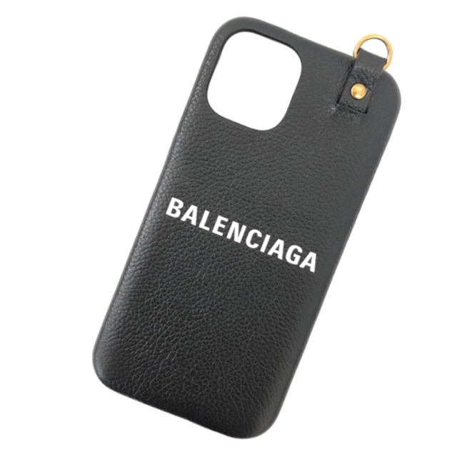 Balenciaga(バレンシアガ)の【送料無料】【未使用展示品】バレンシアガ アイフォンケース iPhone12/13 660066 レザー ブラック アイフォンカバー AirPods PRO用ケース付き ネックストラップ付　横浜BLANC スマホ/家電/カメラのスマホアクセサリー(iPhoneケース)の商品写真