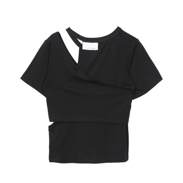 Ameri VINTAGE(アメリヴィンテージ)の【Ameri】アシンメトリーTシャツ レディースのトップス(Tシャツ(半袖/袖なし))の商品写真
