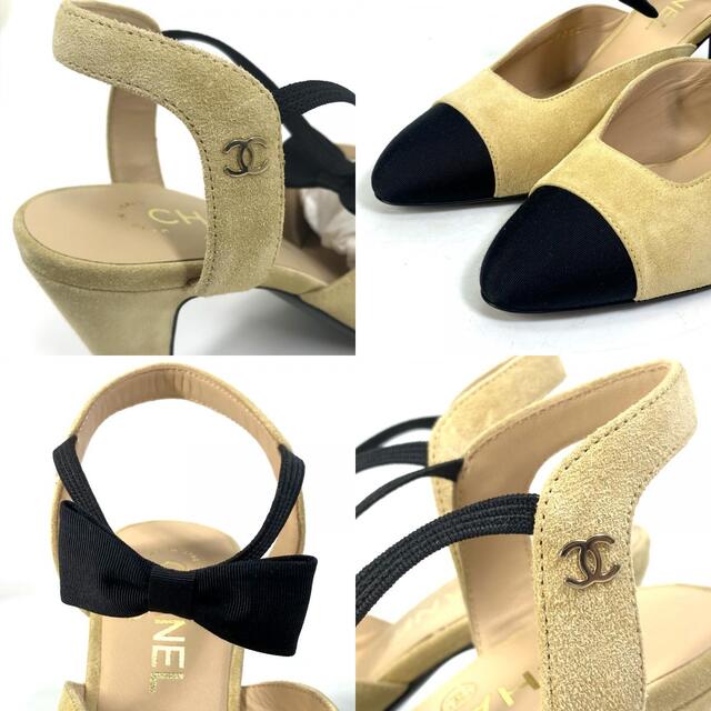 CHANEL - シャネル CHANEL リボン バイカラー G36360 ヒール CCロゴ