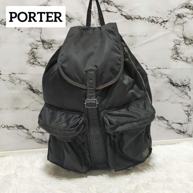 美品 希少 レア PORTER TANKER リュック ブラック　オレンジ