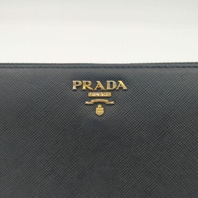極美品 PRADA 長財布 ラウンドファスナー サフィアーノレザー 黒