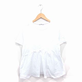 ザラ(ZARA)のザラ ZARA Tシャツ カットソー モックネック 切替 半袖 M 白(Tシャツ(半袖/袖なし))