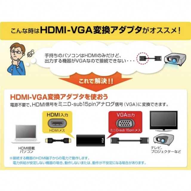 HDMI-VGA変換アダプタ  HDMI Aメス-VGAメス ブラック スマホ/家電/カメラのPC/タブレット(PC周辺機器)の商品写真
