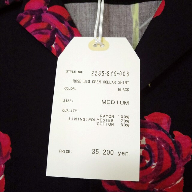 M】新品 ROSE BIG OPEN COLLAR SHIRT BLACKの通販 by kana's shop｜ラクマ