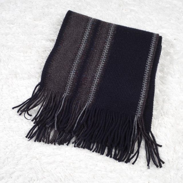 Y6769*最高級☆DKNYディーケーエヌワイ☆マフラー☆紺ネイビー グレー